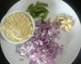 A picture of step 1 of Besan pithla recipe.