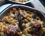 A picture of step 6 of Cheesy Meatball and Pasta bake.