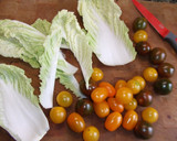 Foto del paso 1 de la receta: Ensalada de tomatitos con queso parmesano en lascas y aderezo de hummus