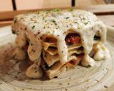 Foto del paso 9 de la receta: Lasaña de champiñones, acelgas y tomate seco en aceite con bechamel de gorgonzola