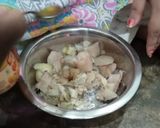A picture of step 1 of Raw banana, potato mashed with salt and ghee.