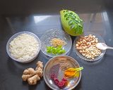 A picture of step 1 of Green raw mango rice.