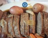 A picture of step 7 of Boiled London Broil Dinner with Buttered Beef Rice.