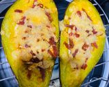 Hình bước làm 6 của món Rau Củ Quả nướng 🥑: Bơ nướng trứng và thịt muối