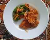 Foto langkah ke 4 dari resep Chicken Steak BBQ Sauce with Saute Vegetable.