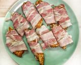 Baconbe tekert csirkemell, fűszeres sütőtökös krumplival sütve recept fázis 3 fotója