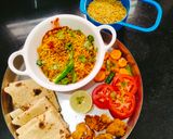 A picture of step 5 of Sev tamatar nu shaak (Gujarati dinner sabji with phulka).