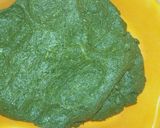 A picture of step 5 of Chicken Spinach briyani I made it.