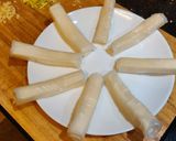 A picture of step 5 of Rice Paper wrapped Paneer Fingers.