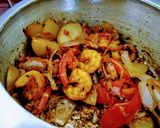A picture of step 4 of Prawn Sahi Biryani in my style.