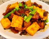 Hình bước làm 3 của món Heo Quay Kho Đậu Hũ & Măng Tây Xào