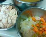 A picture of step 6 of Chicken Noodle Soup (from scratch).
