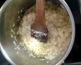 A picture of step 3 of Octopus with saffron rice.