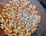 A picture of step 6 of Cashew chikki.