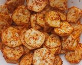 A picture of step 3 of Aratikaya Vepudu/Raw Banana Fry.