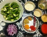 A picture of step 1 of Bhindi Masala.