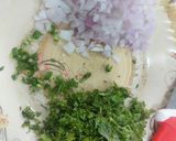 A picture of step 2 of Potato paratha with onion raita.