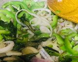 A picture of step 2 of Dal Masoor with capsicum.