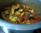 A picture of step 4 of Brinjal potatoes and tomato sabji(no onion no garlic).