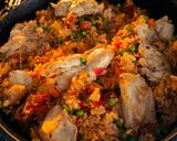Sütőben sült csirkés rizseshús/ Paella recept fázis 7 fotója