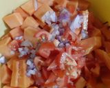 A picture of step 2 of Papaya salsa.