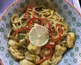 A picture of step 5 of 10 minute Katsu noodles.