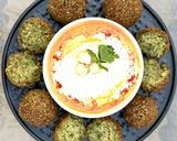 A picture of step 5 of Falafel and hummus.
