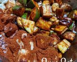 A picture of step 2 of Andhra Avakaya or Raw Mango Pickle.