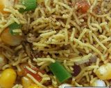 A picture of step 2 of Corn sev chaat.