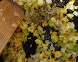 A picture of step 4 of Quesadilla with Squash Blossoms and Mushrooms.