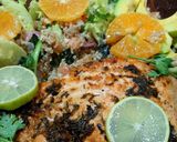 A picture of step 4 of Lime'n'thyme salmon with quinoa basil salad.