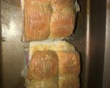 A picture of step 2 of Ham and Swiss sliders.