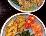 Foto langkah ke 4 dari resep Salmon with bake potato and baby pokcoy.