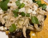 A picture of step 2 of Salsa verde tostadas in the slow cooker.
