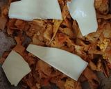 A picture of step 4 of Cheesey leftover chapati pasta.