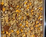 A picture of step 1 of Chex Mix.