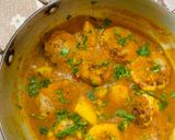 A picture of step 5 of Nadia Bara Tarkari (Coconut dumplings curry).