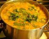 A picture of step 6 of Drum stick tomato masala curry (sambar) mixed with rice.