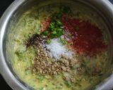 A picture of step 1 of Methi na Gota with Dhaniya Phudina Chutney.