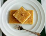 A picture of step 7 of Egyptian style basbousa.