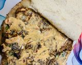 A picture of step 4 of Arabic bread egg sandwich.