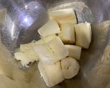 A picture of step 1 of Indonesian Fermented Cassava Cheese Cake (Bolu Tape Keju).