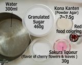 A picture of step 1 of Kanten Wagashi:"Sakura".