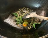 A picture of step 1 of Kerala vendakai (bhindi) curry.