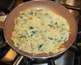 A picture of step 4 of Cremini mushrooms and leeks frittatas.