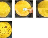 A picture of step 5 of Kachchi Haldi Paratha with Sarson ka Raita.