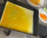 A picture of step 2 of Japanese Tamagoyaki (Egg yolk special).