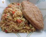 Foto del paso 5 de la receta: Orzo vegano con verduras y milanesa vegetal sabor no pollo