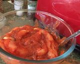 A picture of step 1 of Tomato & Mustard Sticky Chicken with Sweet Potato Fries & Veg.