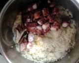 A picture of step 4 of Octopus with saffron rice.